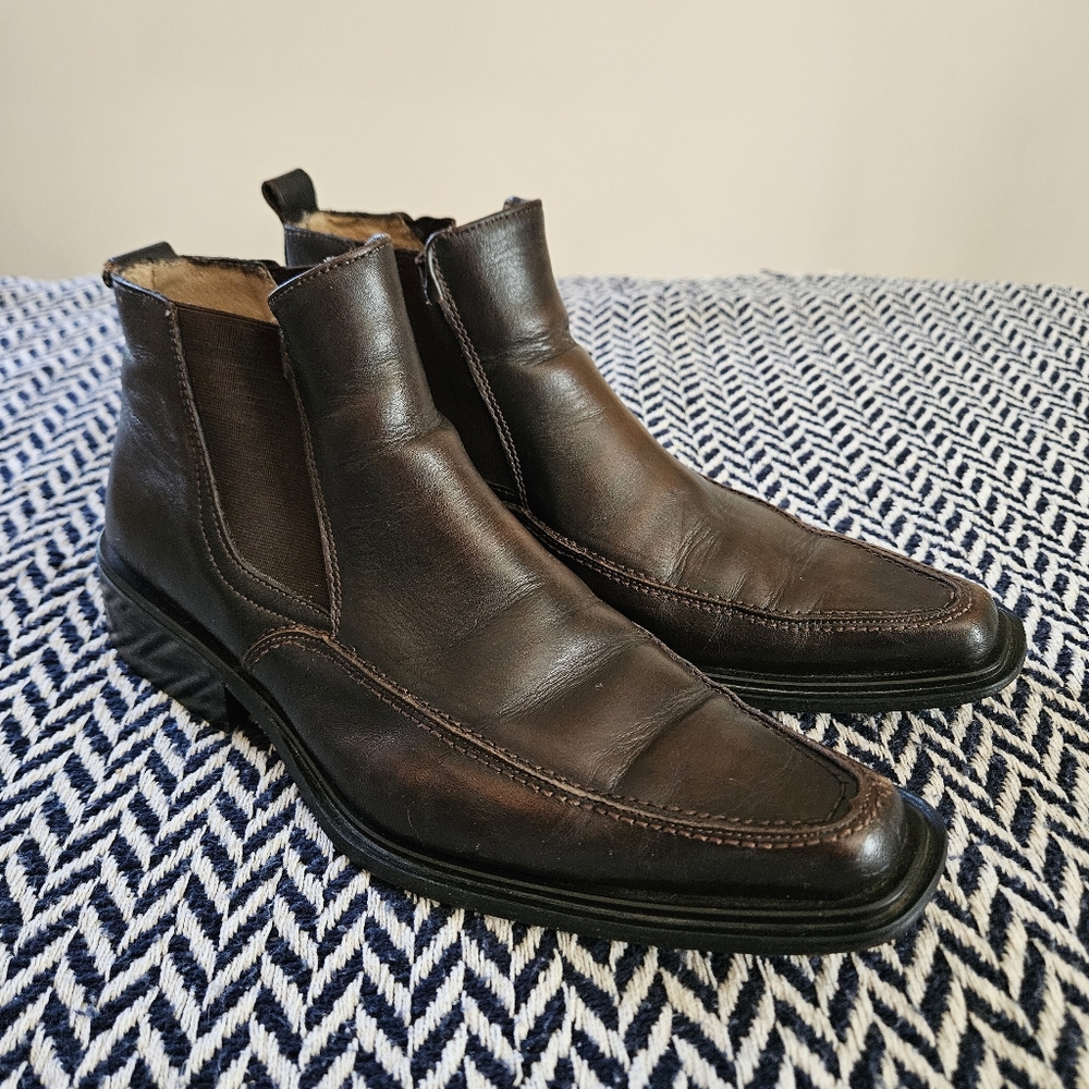 Marco Delli Men's Italian Leather Dress Boots In Deep Brown Size 26.5 (US 8.5)